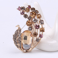 Bros Kristal Mewah Elegan dari Paduan Logam, Bros Berhias Batu Rhinestone Besar, Pin Pesta, Hadiah Ulang Tahun, Bros Wanita dari Paduan Seng, Hiasan Bunga untuk Topi Pesta Wanita