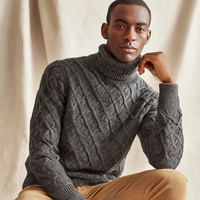 Pull à col roulé en laine mérinos pour hommes, pull chaud et élégant pour l'hiver