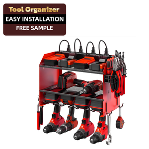 Organisateur d'outils électriques modulaires Support mural avec station de <span class=keywords><strong>charge</strong></span> Garage <span class=keywords><strong>Étagère</strong></span> de rangement pour 4 perceuses avec embout de tournevis Support robuste - Product Image 2