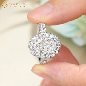 Bague de mariage en or 10k, 14k, 18k avec diamant de laboratoire ovale taille VVS2 CVD HPHT certifié IGI, personnalisée par Goldleaf Jewelry - Product Image 3