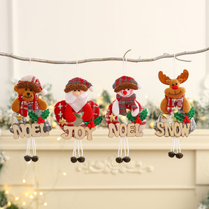 Nouvelles décorations de Noël transfrontalières, ornements pour sapin de Noël, lettres en bois, père Noël, bonhomme de neige, ornements en forme de cloche - Product Image 1