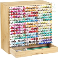 Support de rangement pour marqueurs en bambou de grande taille, organisateur de bureau, présentoir à stylos avec tiroir