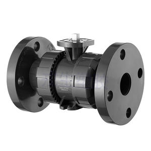 Vanne à boisseau sphérique en PVC-U 1 1/2 pouce à bride, actionnée hydrauliquement pour usage industriel et eau - Product Image 1