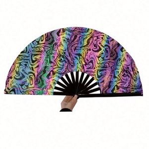 Nuevo Abanico de Bambú Iridiscente Láser Reflectante con Técnicas de Tallado para Festivales, Material Fantasía - Product Image 6
