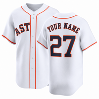 Jersey Baseball Bordir Tackle Twill Houston, Promo Panas # 27 Jersey kain jaring putih edisi terbatas