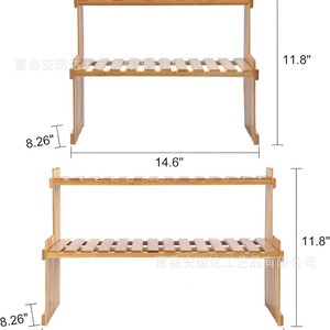 Wooden <b>Desktop</b> <b>Shelf</b> 3 Tier Storage Rack Office Organizer Rectangle Standing Type For Miscellaneous Items - Product Image 4