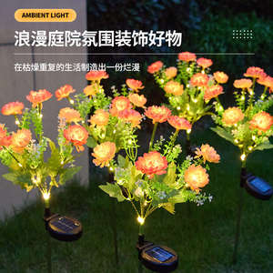 Luces Solares de Jardín con Forma de Flor de Loto de Nieve, 7 Cabezas LED, Decoración para Patio y Jardín - Product Image 1