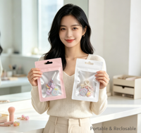 Sachets refermables à glissière personnalisés imprimés en gravure sur 3 côtés, recyclables, pour lotion, blush, shampoing, mascara, emballage cosmétique
