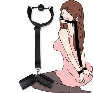 Sexy back mouth plug women bondage sm couple bed flirting bondage toys with mouth gag