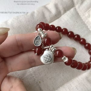 Lucky Cat Red Agate Bracelet S925 Sterling <b>Silver</b> <b>Charm</b> For Good Fortune Chinese Style Jewelry Everyday Wear Unisex - Product Image 3