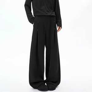 Pantalones Anchos de Hombre de Material Premium, Estilo Urbano, Holgados, de Cintura Alta, Negros, Casuales - Product Image 2