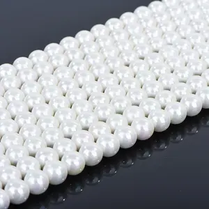 Forma rotonda 3mm a 16 millimetri di vetro branello della perla perle bianche per la creazione di gioielli