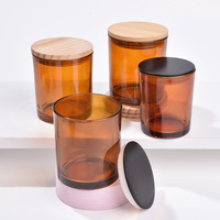 Bouteilles de bougies en verre ambré mat givré de luxe 10oz 315ml avec bouchons en liège, option de gravure, écologiques, recyclables, porte-bougie pour la maison