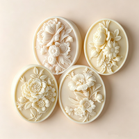 4 styles de moules à savon ovales en silicone - Moule à savon ovale en forme de fleur - Moule à savon en forme de fleur sauvage - Moule à savon en forme de fleur en relief - Moule à savon DIY pour aromathérapie