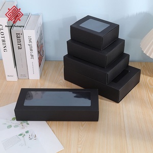 Wholesale <b>Black</b> Minimalist Recyclable Customizable Gift <b>Boxes</b> Window-Cut Transparent Vintage Kraft Paper Stocks Box Premium Gift - Product Image 5
