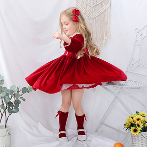 Abito Boutique per Bambine, <span class=keywords><strong>Vestito</strong></span> Invernale da Festa in Velluto <span class=keywords><strong>Rosso</strong></span>, Abito Spagnolo per Bambine, <span class=keywords><strong>Vestito</strong></span> Natalizio per Neonata - Product Image 5