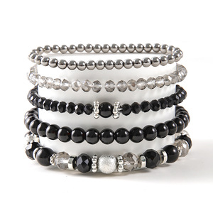 Ensemble de bracelets élastiques à perles de cristal, 5 pièces, bijoux pour femmes, cadeau, bracelets extensibles multicouches en perles pour toutes occasions - Product Image 5