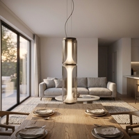 Luminaire suspendu moderne à double cylindre en acrylique avec LED, gris fumé, pour escalier, villa, hôtel, éclairage de projet