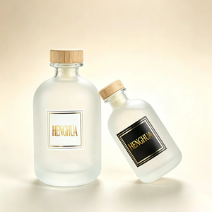 Bouteille en verre dépoli transparent nordique de 100 ml, 250 ml, 375 ml, 500 ml avec bouchon en liège, vide, pour <span class=keywords><strong>spiritueux</strong></span>, liqueur, gin, café infusé à froid, jus - Product Image 1