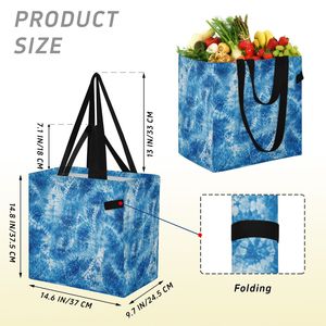 Wholesale Blue Shibori Print Polyester Canvas Tote 32L Double Handle Eco-Friendly <b>Beach</b> Summer <b>Bag</b> - Product Image 3