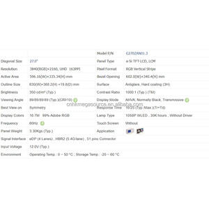 Nuevo Original G270ZAN01.3 27 pulgadas resolución 3840*2160 Pantalla de Panel LCD - Product Image 5
