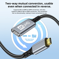Câble Micro HDMI plaqué or 4K 60Hz 18Gbps 3D UHD, câble haute vitesse, Transmission stable pour caméra, caméscope, tablette, ordinateur portable