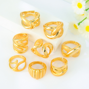 2026 Golden Frosted Ladies <b>Rings</b> Wholesale 21k Gold Plated Italian Geometric Open <b>Finger</b> <b>Ring</b> Jewelry for Women Gift - Product Image 6