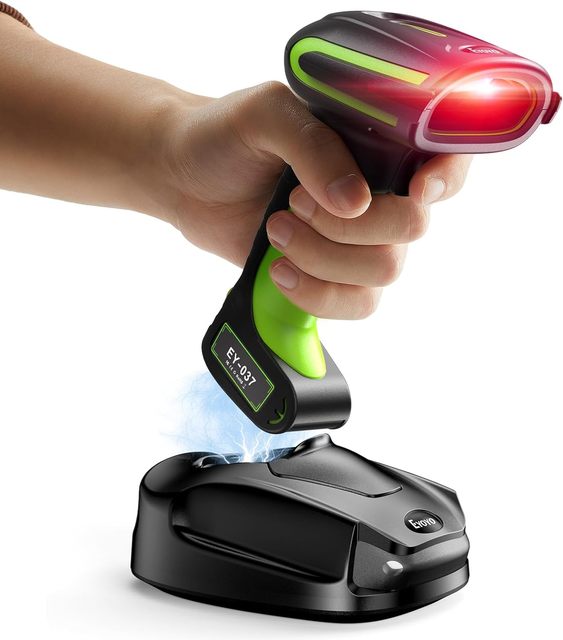 Eyoyo 2D QR Industrial Barcode Reader Wireless Charging Stand Rugged Heavy Duty & IP65 Waterproof 3-in-1 Barcode Scanner