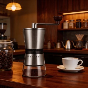 Moulin à café <span class=keywords><strong>manuel</strong></span> portable avec meule en céramique - Capacité de 30 g pour la maison et le café - Certifié FDA/LFGB - Product Image 1