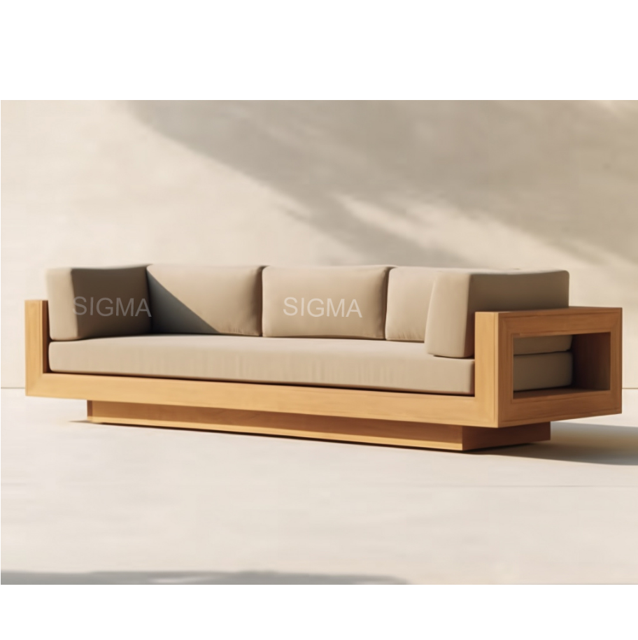 Customize luxury modern garden furniture set patio teak wood outdoor modern outdoor sofa