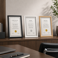 Marco de Madera para Certificados, Estilo Moderno, Acabado sin Tratar, para Montar en la Pared o Mostrar en una Mesa, Decoración para el Hogar, la Familia u Oficina