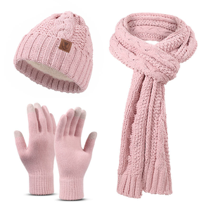 2025 nuovo arrivo uomo <span class=keywords><strong>donna</strong></span> spiaggia all'aperto acrilico tre pezzi cappello <span class=keywords><strong>e</strong></span> <span class=keywords><strong>guanti</strong></span> Set tinta unita cappello lavorato a maglia per l'inverno caldo - Product Image 3
