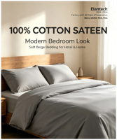 Linge de lit en satin 100% coton ultra doux 60S, ensemble de housse de couette et de draps en coton biologique