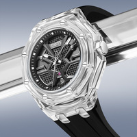 Reloj de Pulsera para Hombre de Moda de la Marca Top 5920 con Caja Transparente Resistente al Agua, Correa de Silicona Resistente al Agua, Reloj Deportivo de Cuarzo para Hombre