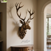 Art mural Sculpture réaliste Statue tête de cerf en bronze