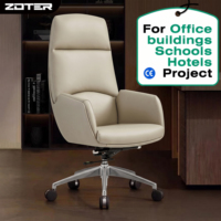 Chaise de bureau pivotante de luxe en cuir, dossier haut réglable, design ergonomique éco-responsable et roulettes silencieuses en nylon.