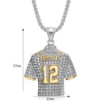 Collier pendentif lettre maillot de football Yunnique Brady 12 en acier inoxydable avec sertissage pavé, cadeau unisexe