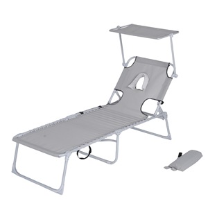 Chaise inclinable avec <span class=keywords><strong>pare</strong></span>-<span class=keywords><strong>soleil</strong></span> et support pour téléphone portable, lit d'extérieur pour une personne, capacité <span class=keywords><strong>de</strong></span> 150 kg, tissu Teslinbu Oxford - Product Image 5
