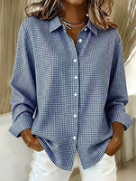 Chemise à carreaux à manches longues et col rabattu pour femme, polyvalente, quatre saisons, mode européenne et américaine