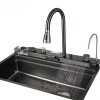 Évier de cuisine à cuve unique, meilleur rapport qualité-prix, avec robinet cascade, à poser sur comptoir, profondeur de cuve 220 mm, taille personnalisée OEM/ODM, usage domestique et commercial