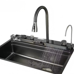 Robinet de cuisine moderne multifonctionnel en acier inoxydable et laiton, finition chrome brossé, fait main, pour évier simple, haute qualité - Product Image 2