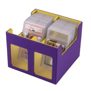 Boîte de rangement pour cartes en cuir PU violet avec fenêtres transparentes, résistante à l'eau, pour cartes de jeux de société - Product Image 3