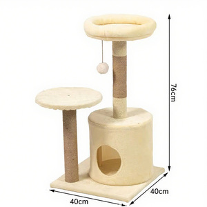 Tháp chơi mèo đa tầng đa năng, đồ nội thất cho mèo nhỏ với trụ, võng, nhà, đường hầm, giỏ làm từ chất liệu nhung mềm mại cho thú cưng - Product Image 3