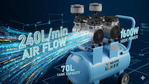 KELAIDE 802-70 1600W Oil-Free <b>Air</b> Compressor 70L Portable with Wheels and Handle 240 L/min Flow Reciprocating Type - Product Image 3