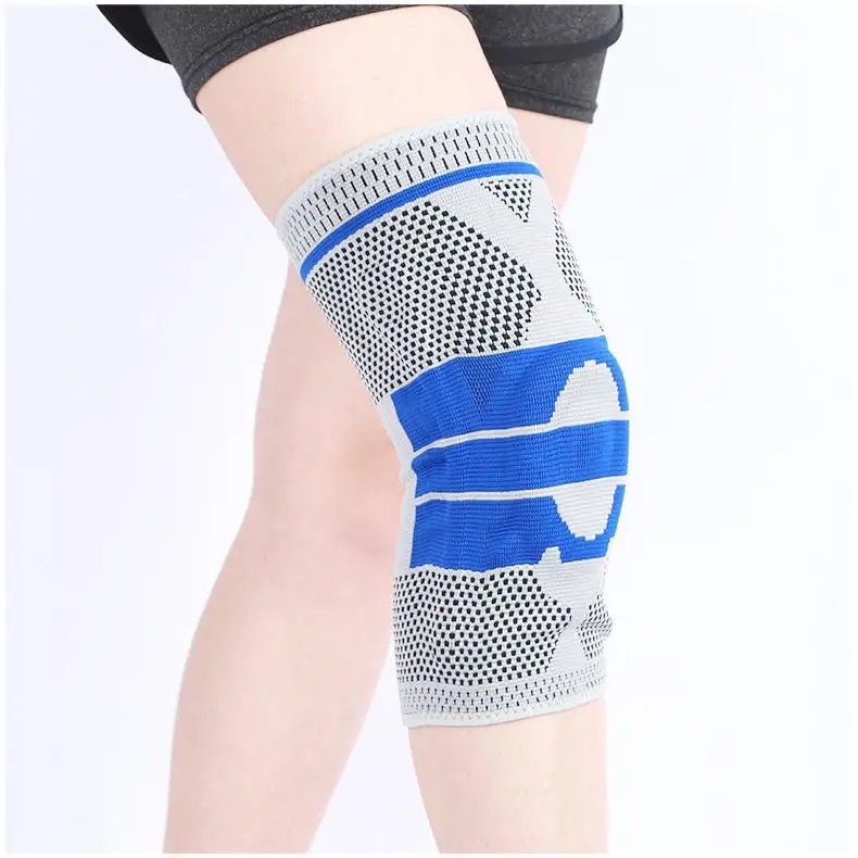 Supporto per ginocchio per artrite regolabile in Nylon elastico supporto per ginocchio disponibile oem con cuscinetto in Gel per rotula e stabilizzatori laterali