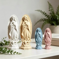 Statue Notre-Dame de Guadalupe en résine, figurine de la Vierge Marie avec halo et base ange, décoration d'intérieur, 19 cm, 30 cm, ornements, cadeau