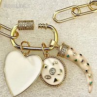 NM50718 Unique Trombone Chaîne Serrure Fermoir Collier Émail CZ Micro Pave Tusk Corne de Taureau Charme Coeur Pendentifs Collier Pour Femmes