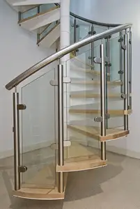 Fashion Appearance Round Spiral Staircase Indoor Apartment Space Saving Glass Railing Spiral Staircase