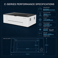 Cortadora y Grabadora Láser CO2 VMYTH Genesis-C 60W 500x300mm con Enfoque Automático para Taller y Pequeñas Empresas