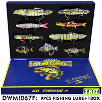 Kit complet de leurres de pêche, leurres artificiels multi-articulés réalistes pour la pêche au brochet et à la truite, avec coffret cadeau haut de gamme